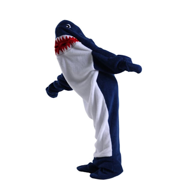 Hai nukkuva pussi peitto sarjakuvaeläin haalari flanelli miehet ja naiset koti vaatteet hai pyjama New Navy Shark 150