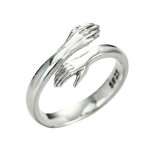 Nya Sterling Silver Färg Kärlek Kram Ring Öppna Finger Helt justerbara kvinnor smycken