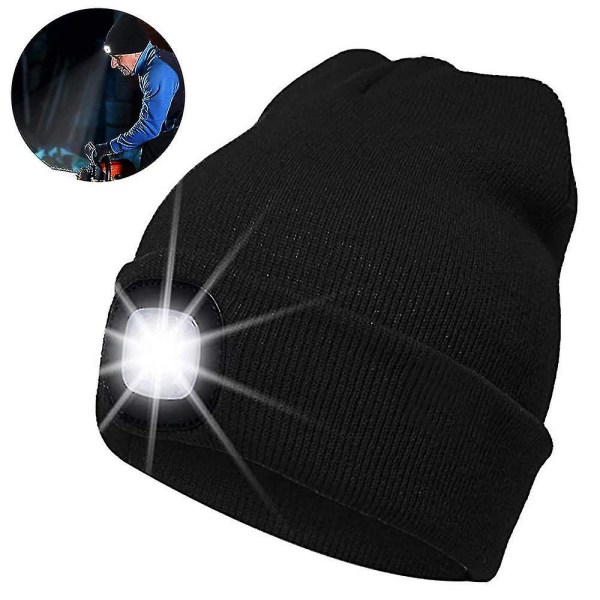 Unisex Led Beanie Hatt Med Ljus, Vinterstickad Upplyst Strålkastar Hattar Pannlampa Cap Gåva Kompatibel med män och kvinnor (gratis frakt)