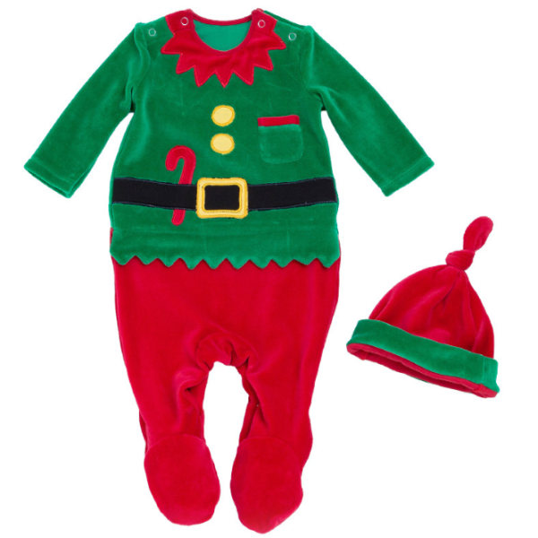 Baby Boy Girl Christmas Elf Outfit 6-12 månader körsbär