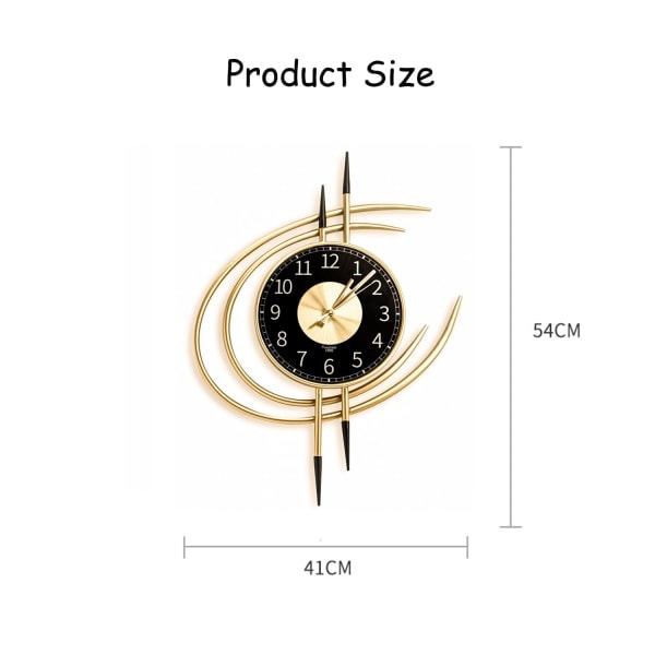 Væg ur stille ingen tikkende lyd stor 54cm væg ur moderne guld og sort væg ure lavet af metal batteridrevet væg ure