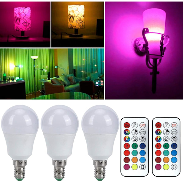 RGB LED-lampa Ljusfärgsändringsfjärrkontrolllampa Heminredningsbelysning 4-pack (RGB + Ren vit 6000K E12) RGB + pure white 6000K E12