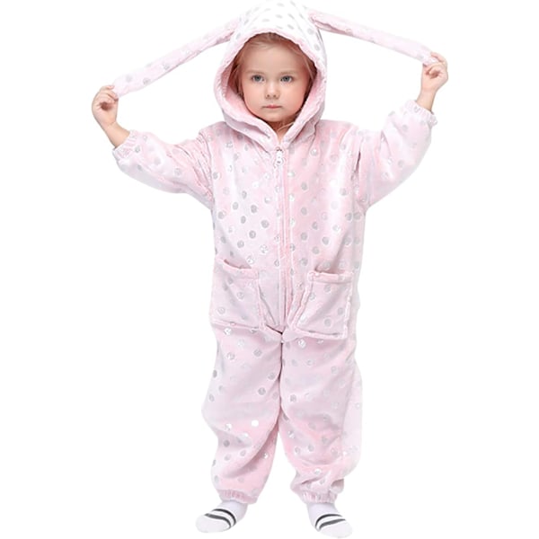 Unisex børnejumpsuits, 2023 kostume dyreonesie natkjole pyjamas hættede nattøj cosplay kigurumi nattøj jul halloween pinkdot 110