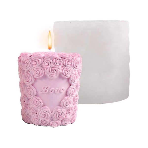 Romantisk rosformad cylinderljus molds för gör-det-själv handgjorda mould heminredningsljusmiddag