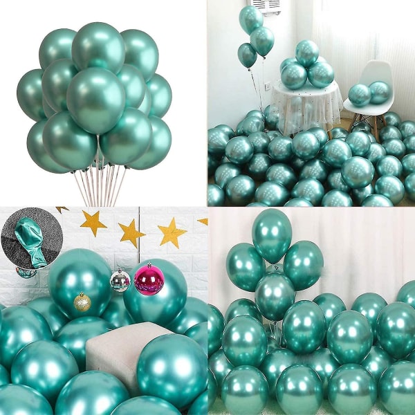 50-pack 12" latex metalliska ballonger för bröllopsfödelsedag Baby Shower Julfestival Jubileumsfest Picknick Eller någon Vänner & Familj Party Decorat