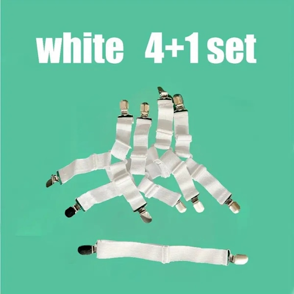 Justerbar lagen dyneholder dug sofabetræk lagen spænde telt metal fast lagenclips White 4 triple clamps + 1 double clamp