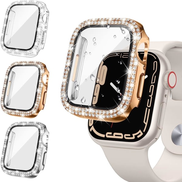 [3Pack] f?r Apple Watch Screen Protector Case SE Klart/roséguld/silver för endast 44 mm