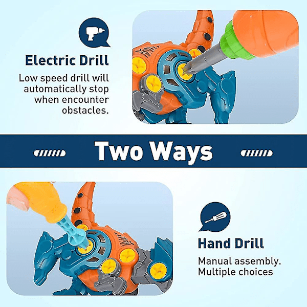 Skil adskille dinosaur legetøj med elektrisk boremaskine, acsergery byggelegetøj til børn inkluderer