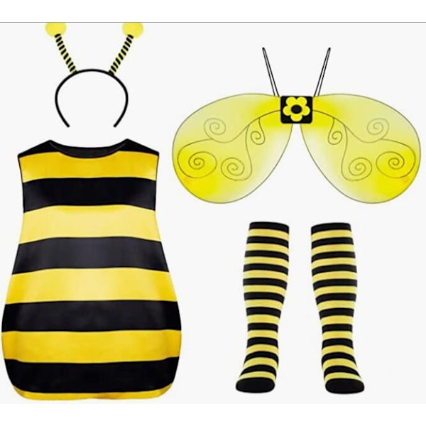 Halloween Voksen Mariehøne Bi Cosplay Party Bi Mariehøne Kostume Vinger Bee four piece set S