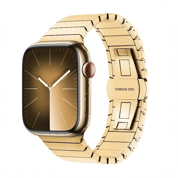 Metalrem til Apple Watch 9 8 7 45mm 41mm Rustfrit Stål Udskiftningsrem til iWatch 6 5 4 3 2 SE 44mm 40mm Ultra/2 49mm Golden