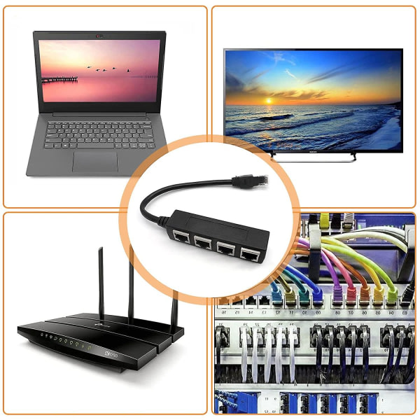 Rj45 1 till 4 Ethernet LAN-nätverkskabel, Ethernet-förlängningskabel, rj45 1 hane till 3 honkontakt, (används inte som nätverksdelare)