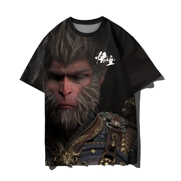 Black Myth Wukong Spil Tilbehør Løs Hurtigtørrende Kortærmet T-shirt Monkey King Sommer Modetøj Til Mænd Og Kvinder M