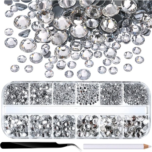 2016 Flat Back Crystal Diamond Bits 1,5 mm - 6,6 mm 6 storlekar Klara runda Kristallstenar Strassdekoration Diamanter f?r naglar/s?mnad Cherry