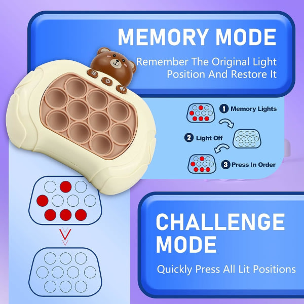 2PCS Popping Game Controller, Quick Push Sensoriska fidget toys för barn (bj?rn) (astronaut)
