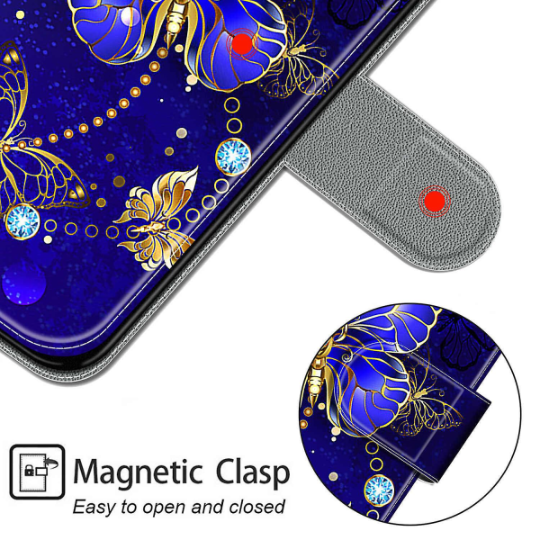 Case till Motorola Moto E7 Blå Butterfly Magnetic Case