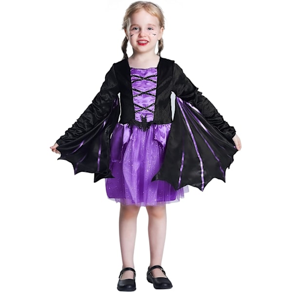 Pigekostume til Halloween - Deluxe heks med vinger til rollespil til børn, karneval 3-10 år 3-4 ans