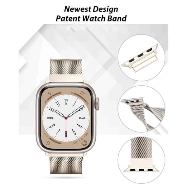 Milanese løkkebånd til Apple Watch 44mm 40mm 45mm 49mm 41mm 38mm 42mm 44 mm Armbånd iwatch Series 9 3 6 5 SE 7 8 Ultra 2 gull gold 38mm 40mm 41mm