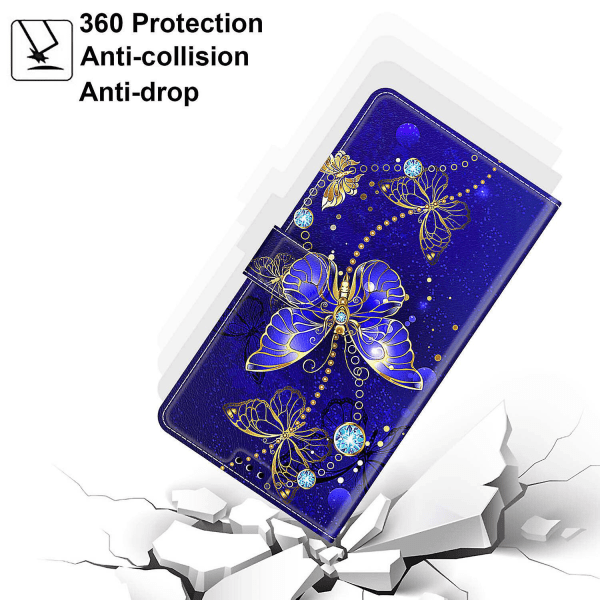 Case till Motorola Moto E7 Blå Butterfly Magnetic Case