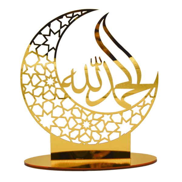 Akryl Eid Mubarak Ornament Guld Hollow Moon Star Hantverkstillbehör