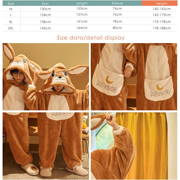 Onesies til kvinder, voksne, Kigurumi Onesies til mænd, pyjamas, fleece, dyr, jumpsuit, nattøj, Halloween kostume, jul, cosplay og fest Män - Åsna2 XXL