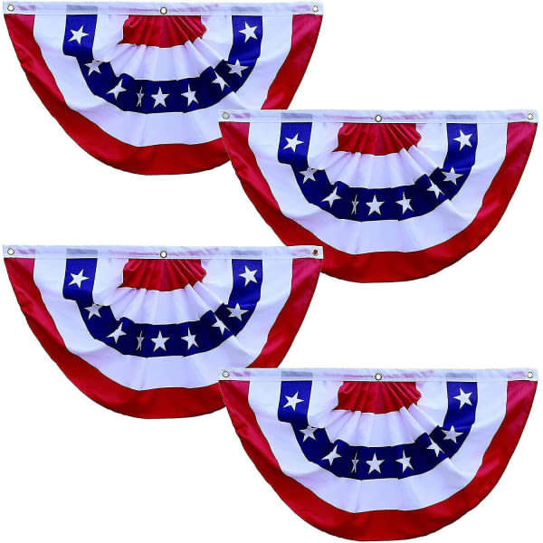 American Plisserad Fan Banner Flagga, Us Patriotic Plisserad Fan Bunting