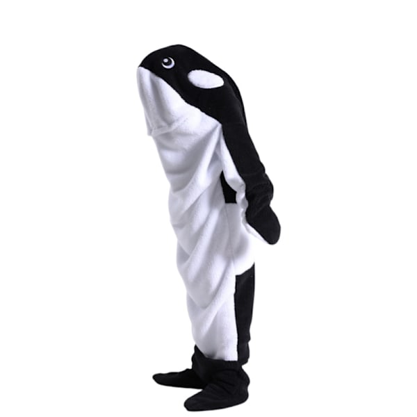 Hai sovepose teppe tegneserie dyr jumpsuit flanell menn og kvinner hjem klær hai pyjamas Black Whale 190