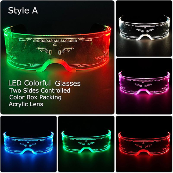 Lbq Mode Cool Led Glasögon Lysande Neon Light Up Glasögon Glödande Rave Kostym
