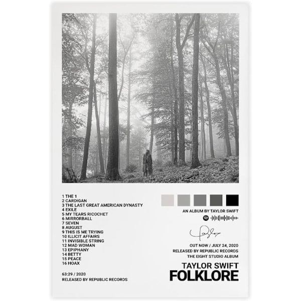 Pop Singer Canvas Poster for Taylor Swift For Room Aesthetic Canvas Wall Art Bedroom FOLKLORE FOLKLORE