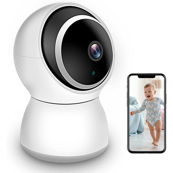Baby , 720p wifi-säkerhetskamera inomhus baby med kamera, rörelsespårning, mörkerseende med 2-kanaligt ljud