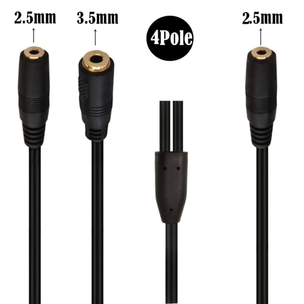 3,5 mm/2,5 mm Jack Y-kabeladapter Headset Audio Splitter Kabelomvandlare 1 till 2 hona h?rlurar aux-adapter f?r telefon 2.5MM hona
