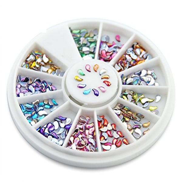 AB 1,5 * 3MM Komma Fargerike Rhinestones 600 Stykker 20 Farger Neglekunst Neglekunst Manikyr Hjul