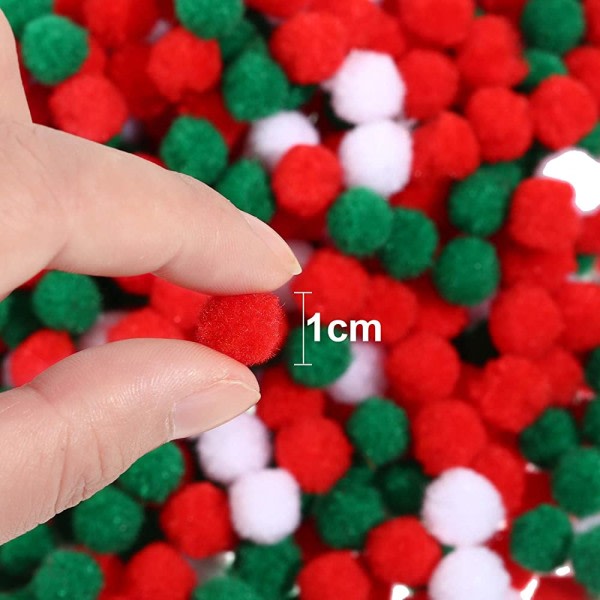 600 stycken julpom poms fluffiga pumpbollar Mini hantverkspumpar f?r julpysselfestdekorationer (r?d, gr?n och vit) Cherry