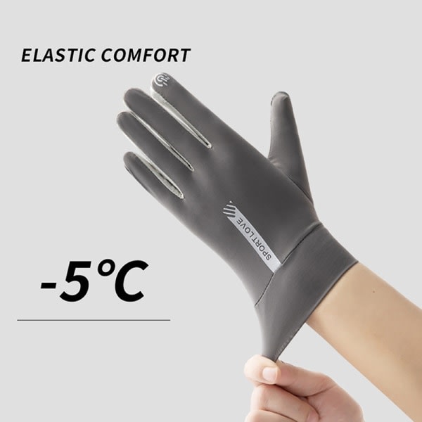 1 par Sommar UV-skydd tunn anti-slip handske Ice Silk Breat Grey