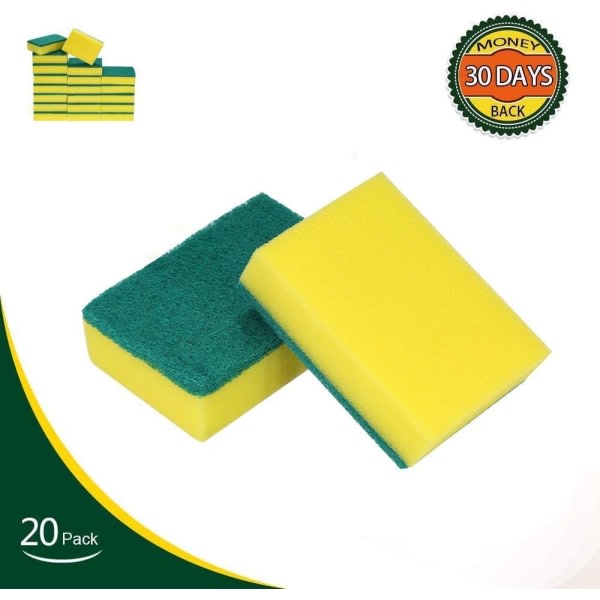 20 Pack Multi-Use Heavy Duty Scrub Sponge Extra Thin Magic