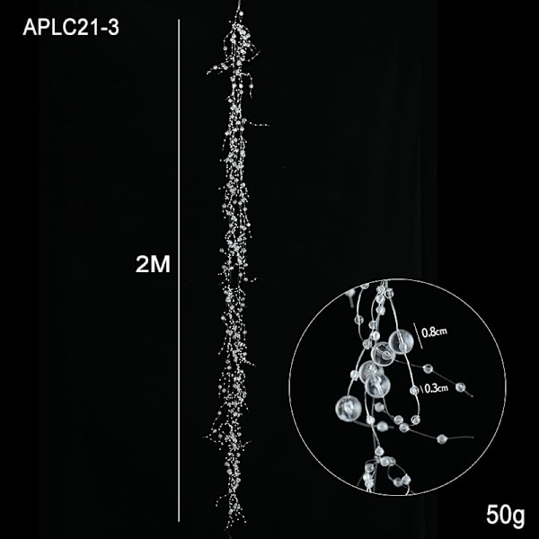 Fiskesnøre fast perle kjede som forbinder perler jule iskrystall anheng perler rotting krans juletrepynt 2M transparent snowflake string