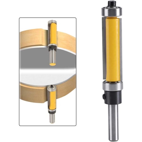 1/4 tum 76,2 mm skaftmönster för flush trim routerbit med topp- och bottenlager (gul)