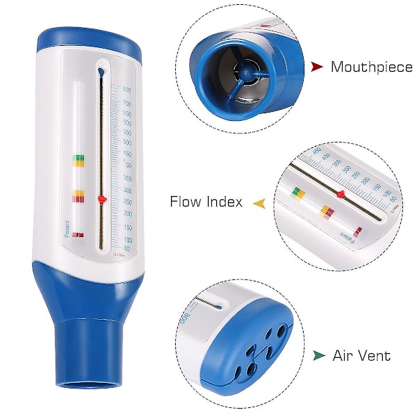 Bärbar spirometer toppflödesmätare mätare utandningsflöde för lungastma detektor andningsfunktionsmonitor för vuxna