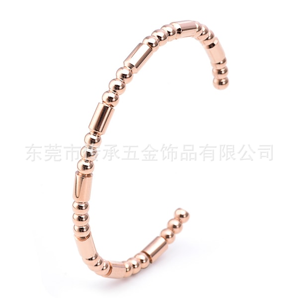 Eurooppalainen ja amerikkalainen myydyin C-muotoinen rannekoru bambuhelmillä vehnänkorvan muotoinen titaaniteräs ruostumaton teräs ins tyyli netti-punainen käsikoru WFCC-3 beads oval bracelet rose gold