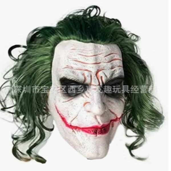 Noga valt Batman Jack-mask, joker-mask, Halloween-clownmask, grönt hår, röd näsa, latex huvudöverdrag DC Jack Face