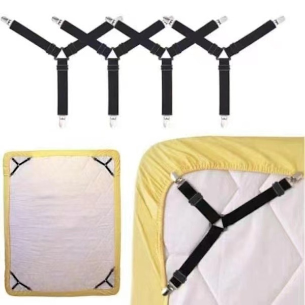 Justerbar lagen dyneholder dug sofabetræk lagen spænde telt metal fast lagenclips White 4 triple clamps + 1 double clamp
