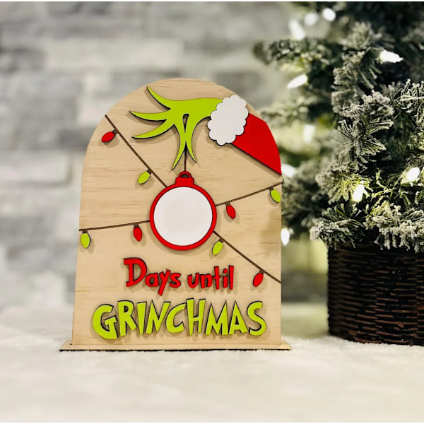 Grinch Julekalender - Tell Til Jul - Grinch Dekorasjon - Grinch Skilt - Avstand Til Jul Grinch DIY Countdown 20*16