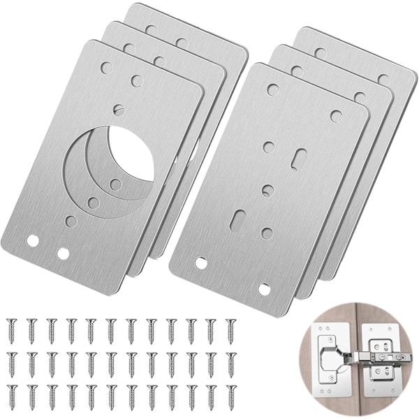 Cabinet Hinge Repair Kit, Stainless Steel Repair Plate for Furniture