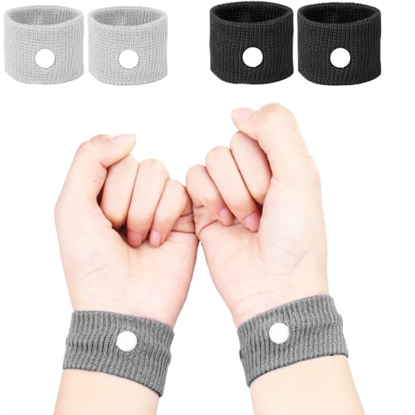Åksjuka band, 2 par åksjuka armband (svart+grå) Svart + Grå