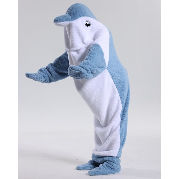 Unisex børnejumpsuits, 2023 kostume dyreonesie natkjole pyjamas hættede nattøj cosplay kigurumi nattøj jul halloween Delfin1 140