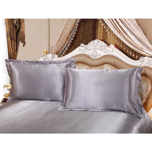Satin Silk Fit Lakan Deep Pocket Bed Flat Lakan Set Sängkläder 3-delad kudde