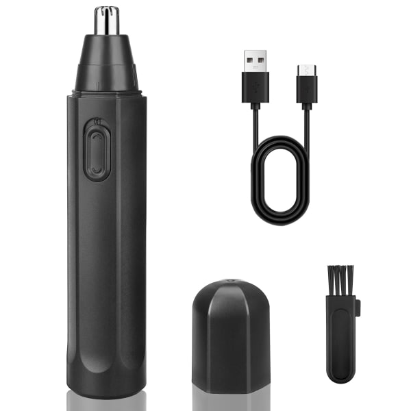 Näshårstrimmer, USB laddningsbar elektrisk örontrimmer för näshårstrimmer, professionellt IPX7 vattentätt dubbelkantblad för enkel rengöring black