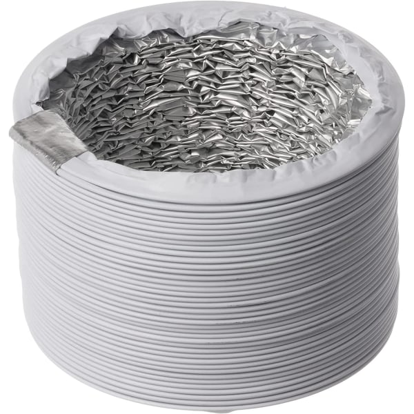 100 mm/1 m Aluminium Vit Ventilationsslang - PVC-slang