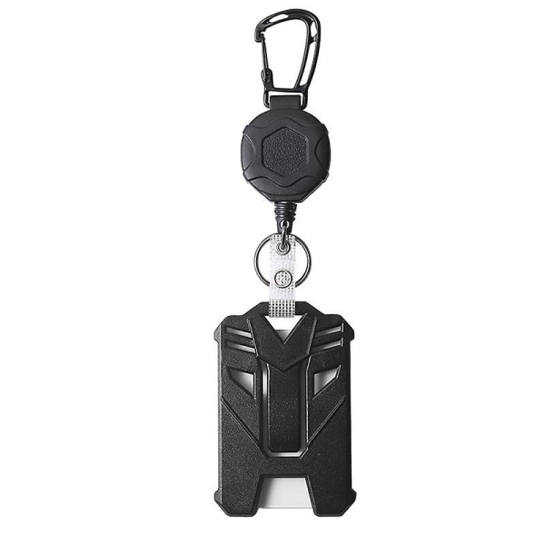 Infällbar märkeshållare, kraftig karbinhake Nyckelring, Taktisk ID-korthållare med 31,5" infällbar märkesrulle, svart