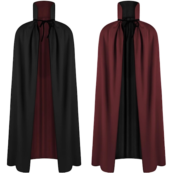 Unisex Reversible Cape Stand Collar Full Length Cloak Adult Masquerade Costume For Halloween Christmas Party Carnival Cosplay