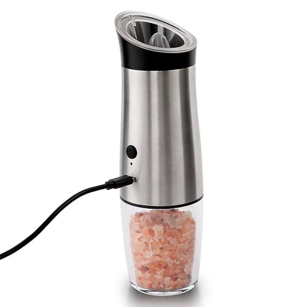 USB elektrisk salt- och set, salt- och pepparkvarn med justerbar grovhet, 170 ml, lätt Ref